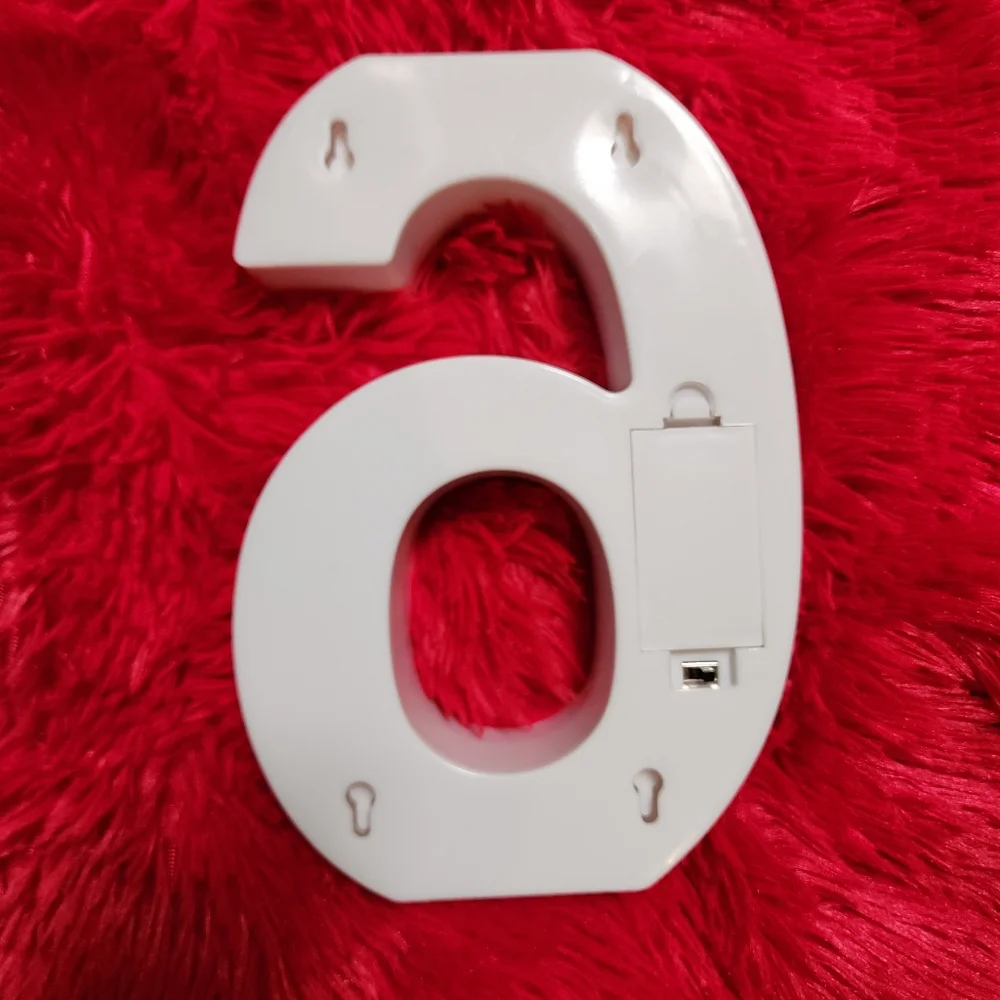 White Number 6 or 9 Plastic Light up wall or table decor, birthday party, nightl